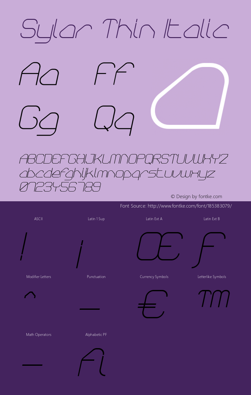 Sylar Thin Italic Version 001.000图片样张