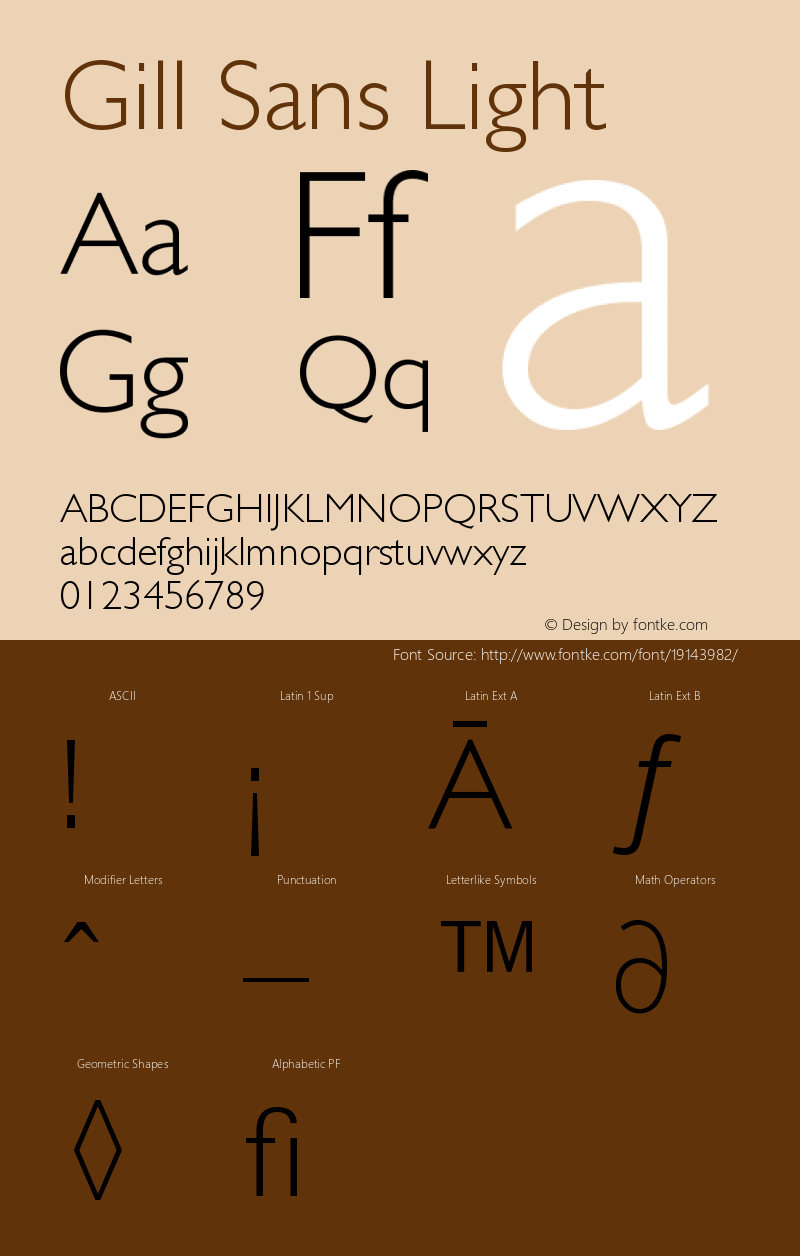 Gill Sans CE Light Version 001.000图片样张