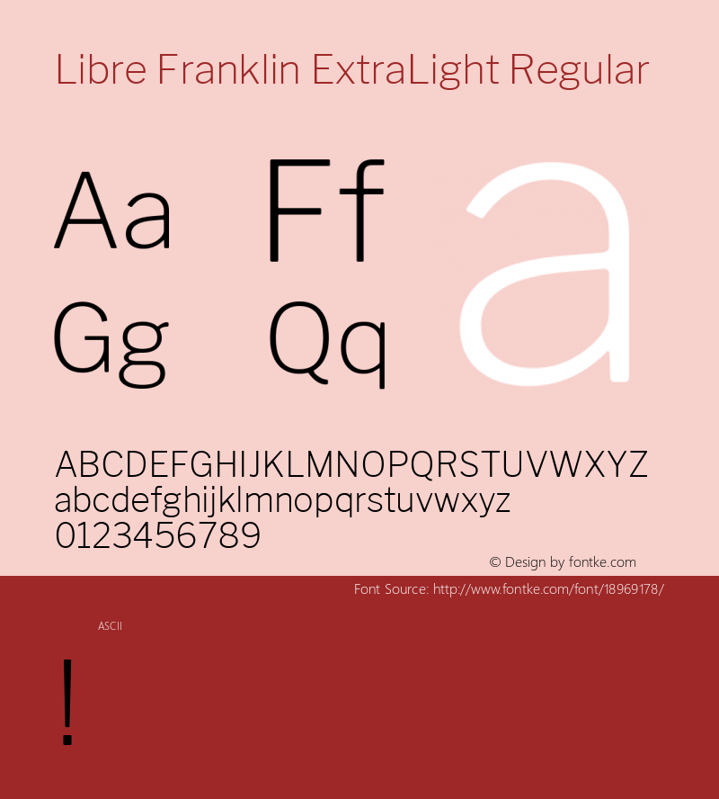 Libre Franklin ExtraLight Regular Version 1.003;PS 001.003;hotconv 1.0.88;makeotf.lib2.5.64775; ttfautohint (v1.4.1)图片样张