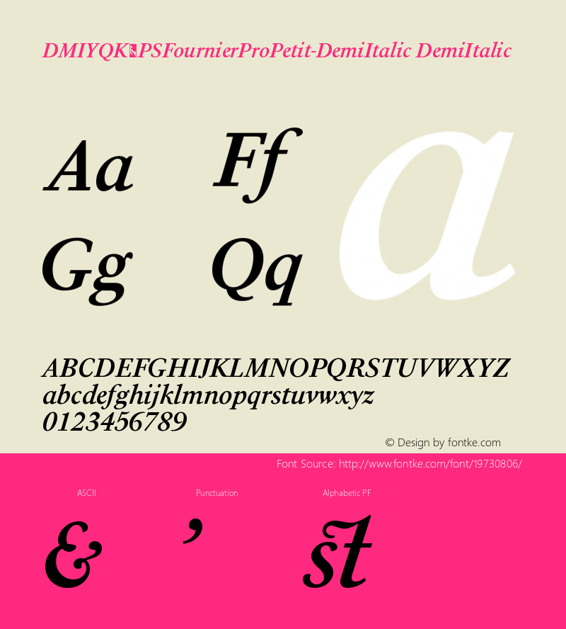 DMIYQK+PSFournierProPetit-DemiItalic Version 1.0图片样张