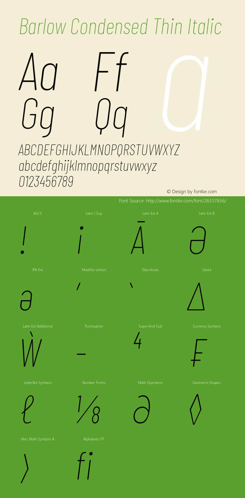 Barlow Condensed Thin Italic Version 1.403图片样张