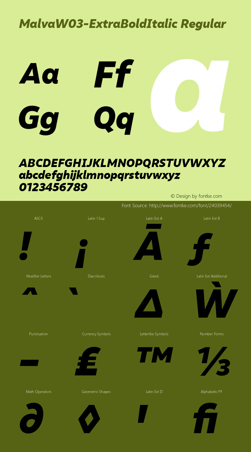 Malva W03 ExtraBold Italic Version 1.00图片样张
