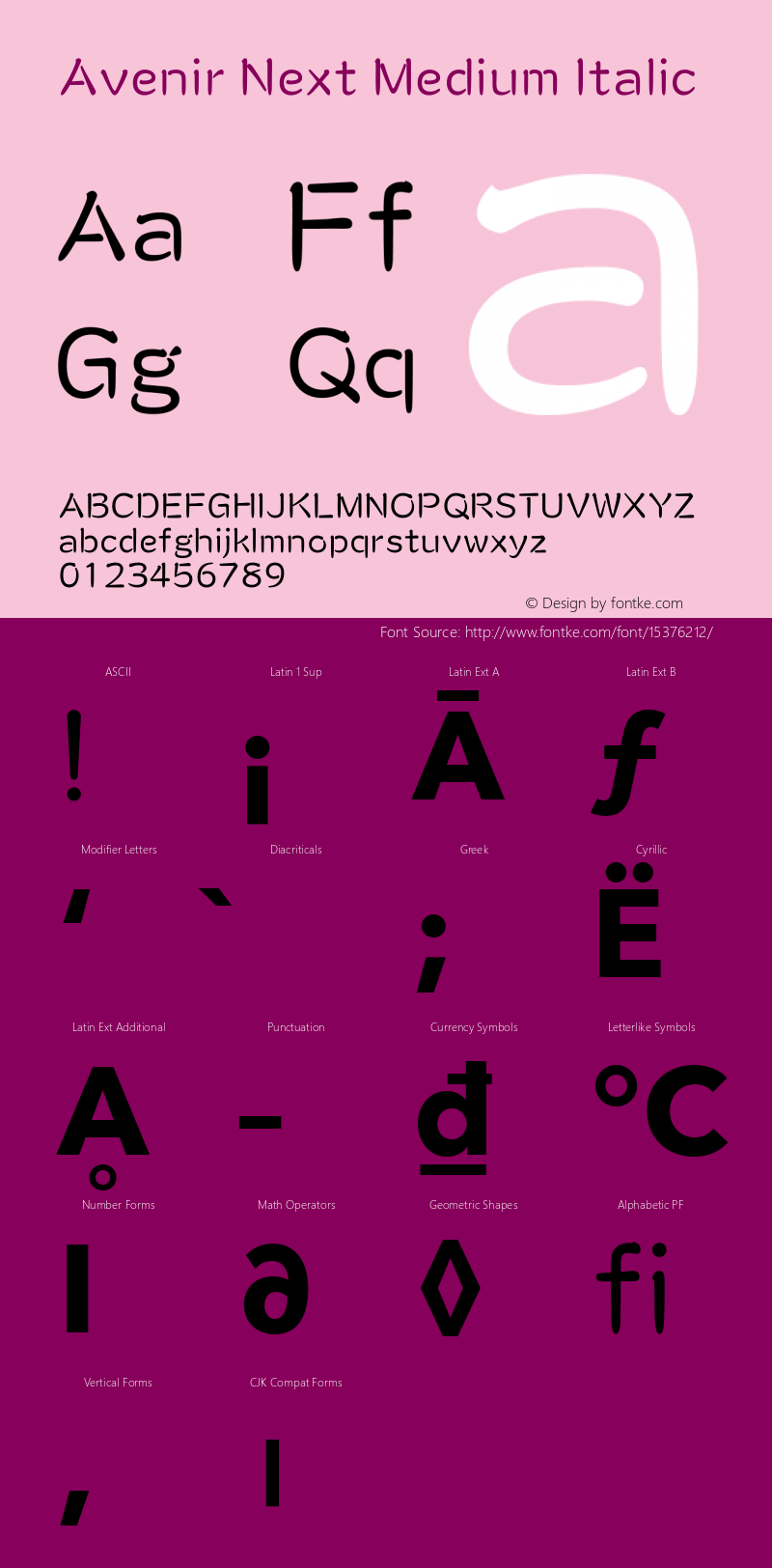 Avenir Next Medium Italic 8.0d5e5图片样张