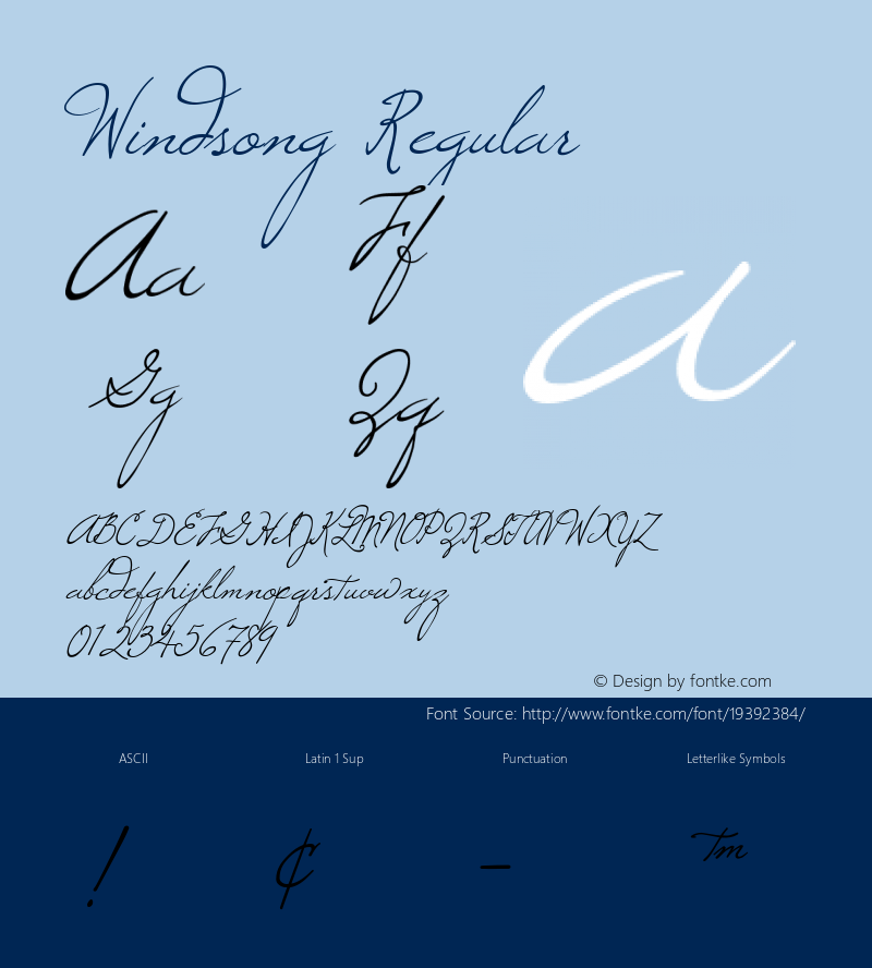 Windsong Regular Macromedia Fontographer 4.1 8/5/98图片样张