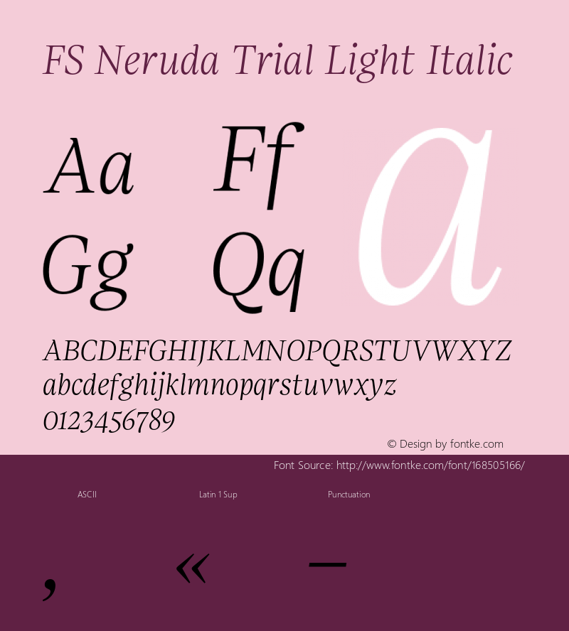 FS Neruda Trial Light Italic Version 1.001;PS 001.001;hotconv 1.0.88;makeotf.lib2.5.64775图片样张