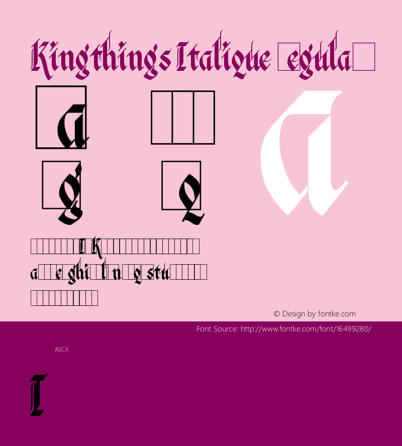 Kingthings Italique Regular Version 1.0 May, 2003图片样张