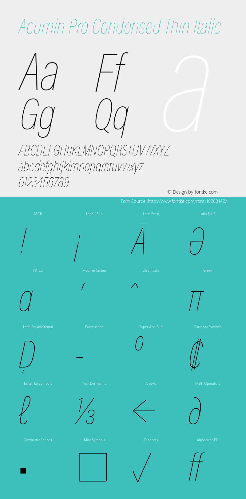 Acumin Pro Condensed Thin Italic Version 1.011图片样张