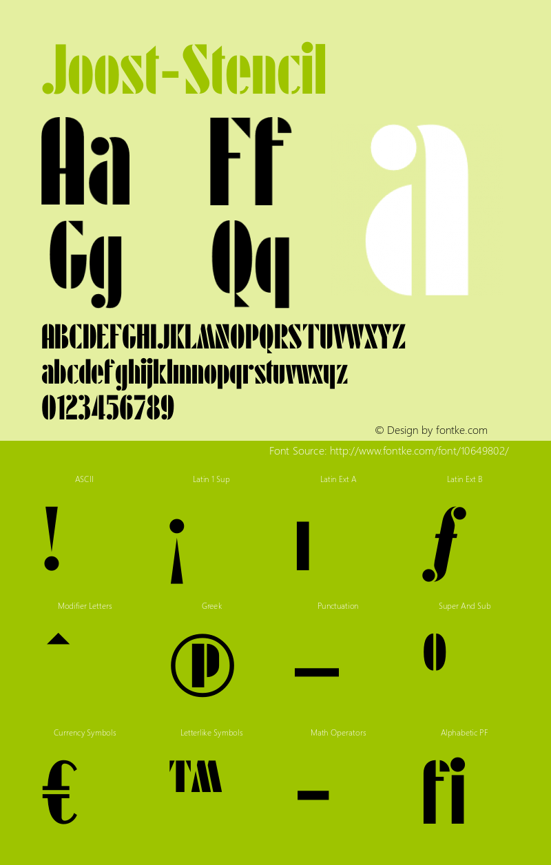 Joost-Stencil ☞ Version 2.005;com.myfonts.easy.typeotones.joost.stencil.wfkit2.version.3Rbx图片样张