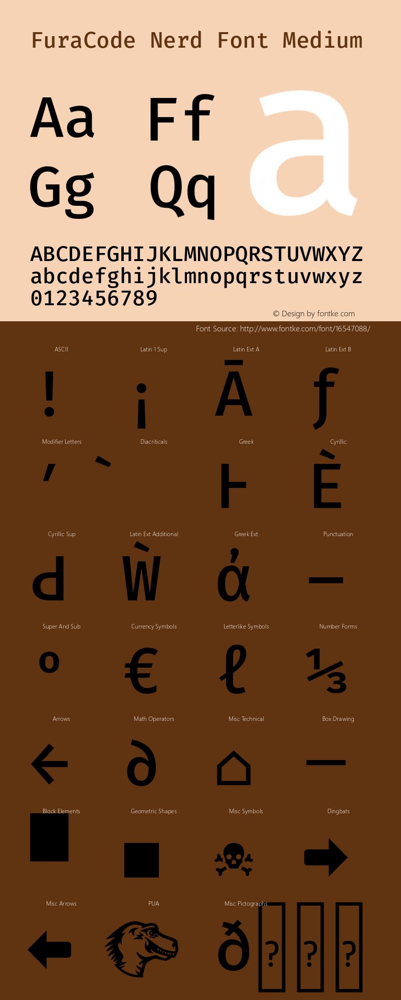FuraCode Nerd Font Medium Version 1.102;PS 001.102;hotconv 1.0.88;makeotf.lib2.5.64775图片样张