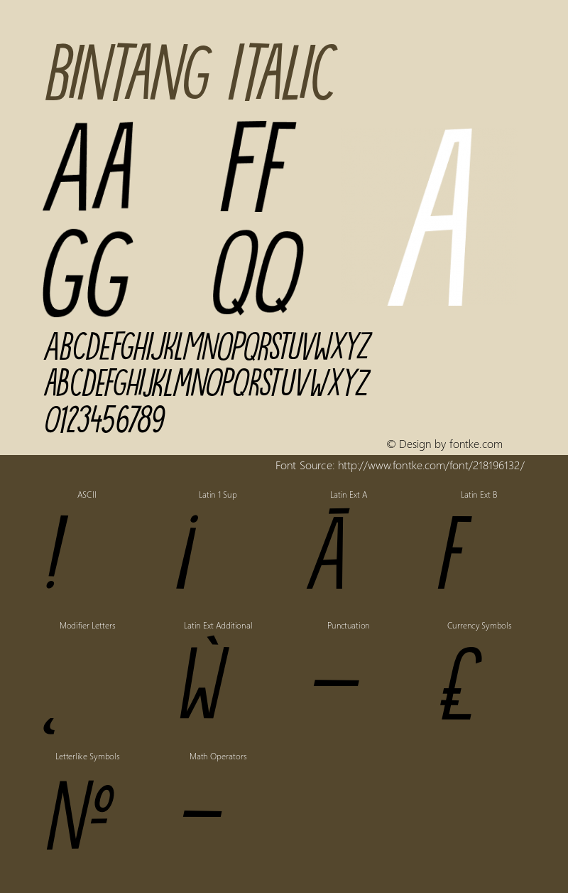 Bintang Italic Version 1.000图片样张