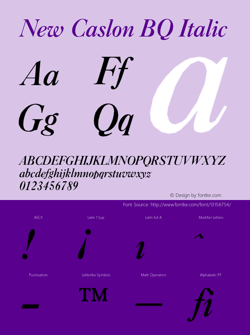 New Caslon BQ Italic Version 001.000图片样张