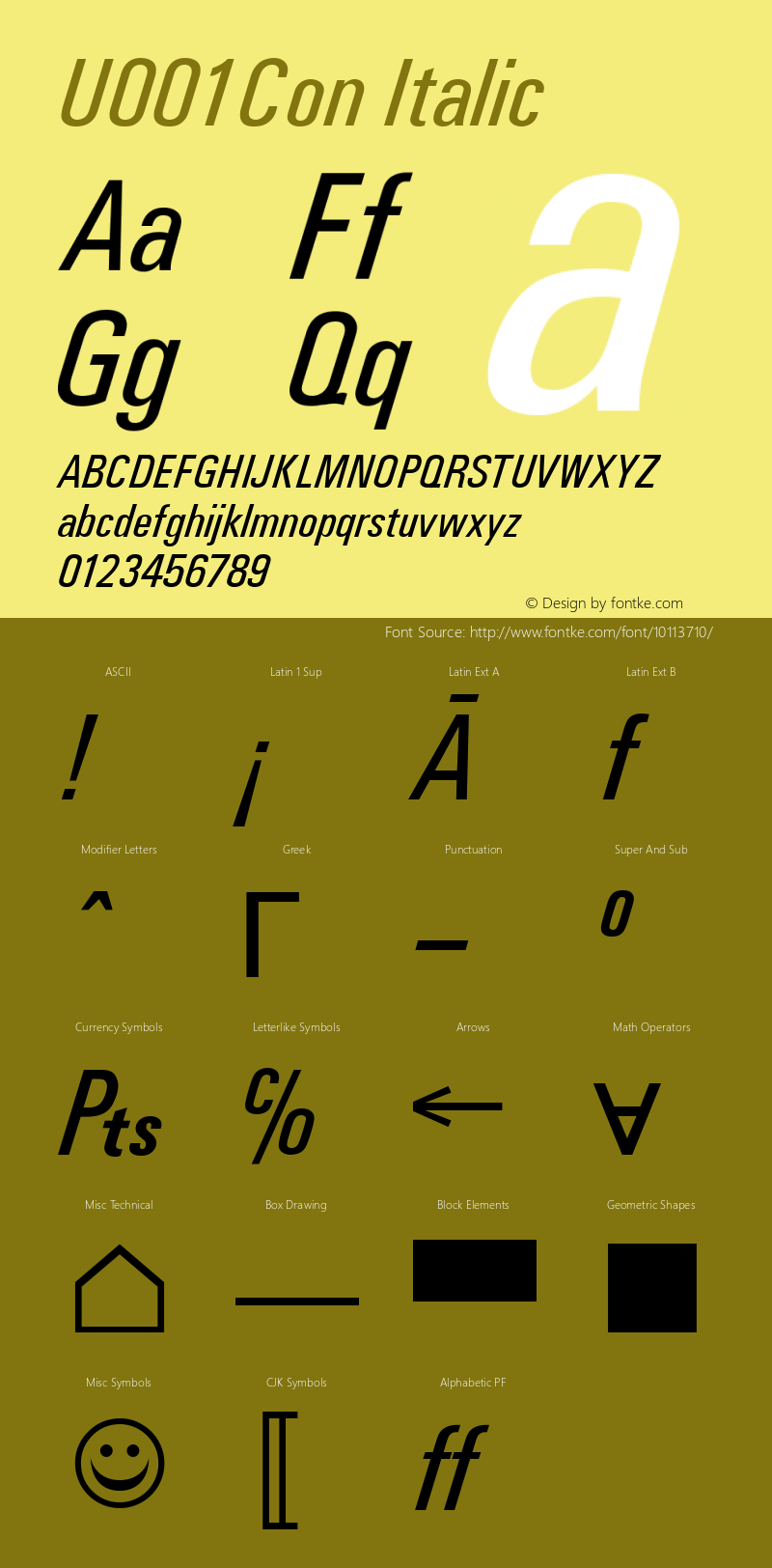 U001Con Italic Version 1.05图片样张