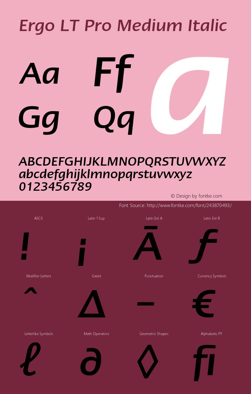 ErgoLTPro-MediumItalic Version 1.000;PS 001.000;hotconv 1.0.38图片样张