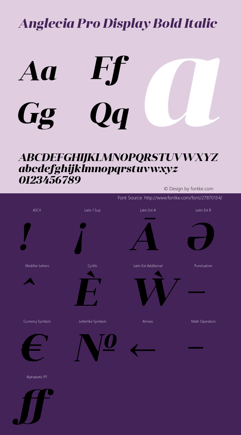 Anglecia Pro Display Bold Italic Version 001.000图片样张