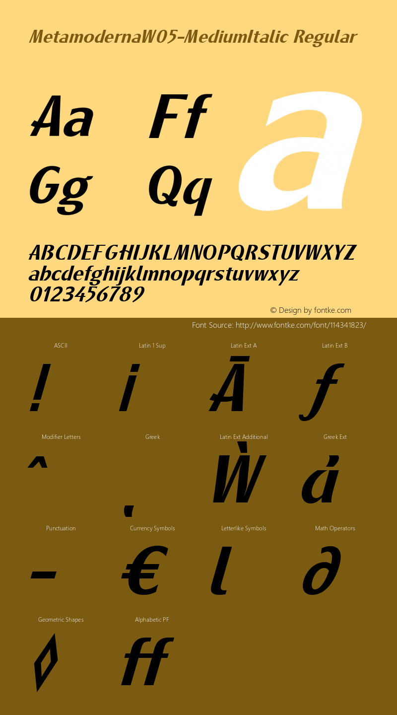 Metamoderna W05 Medium Italic Version 2.10图片样张