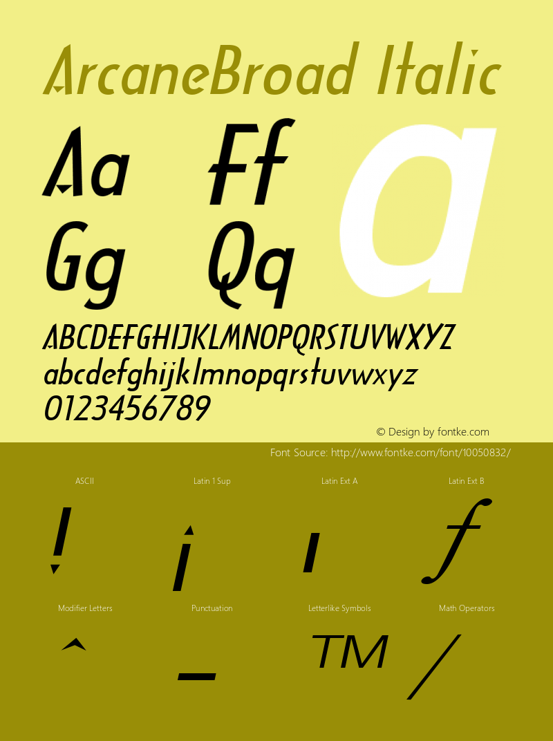 ArcaneBroad Italic The WSI-Fonts Professional Collection图片样张