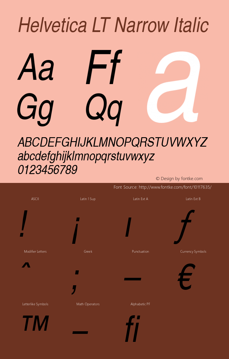 Helvetica LT Narrow Italic Version 6.1; 2002图片样张