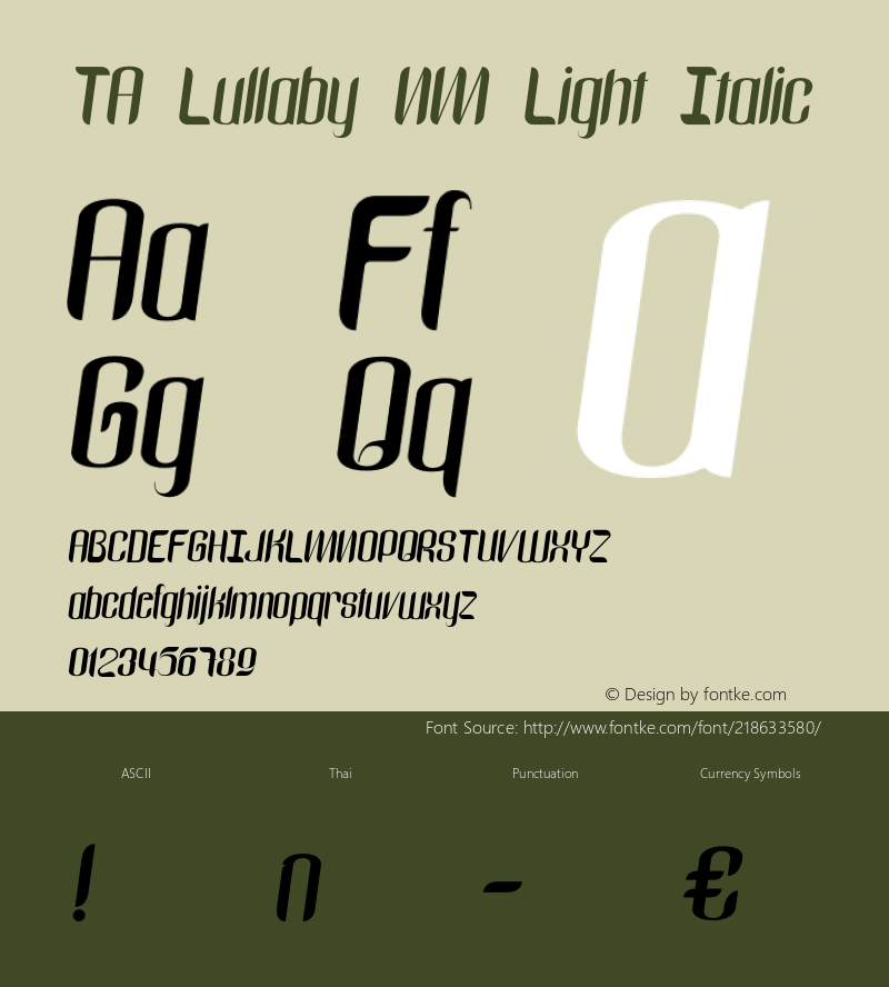 TALullabyNM-LightItalic Version 1.000图片样张