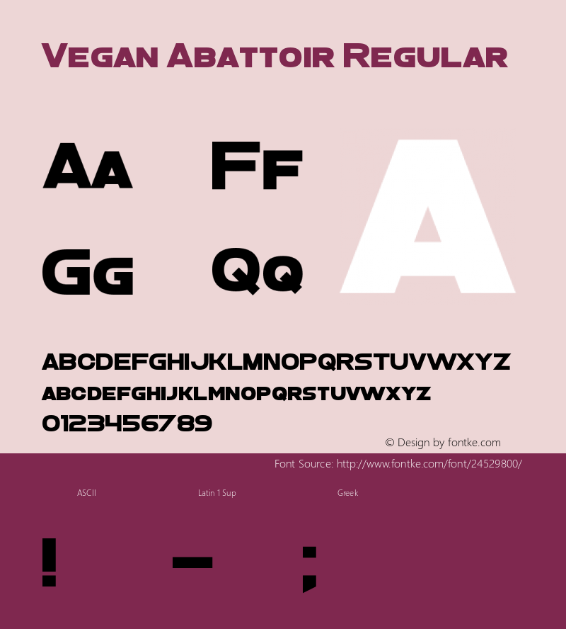 Vegan Abattoir Version 1.00;October 26, 2017;FontCreator 11.0.0.2408 64-bit图片样张