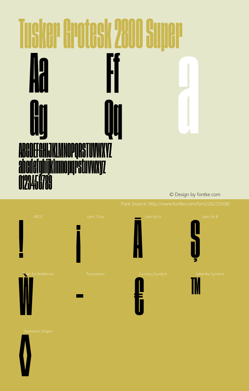 Tusker Grotesk 2800 Super Version 1.000;PS 001.000;hotconv 1.0.88;makeotf.lib2.5.64775图片样张