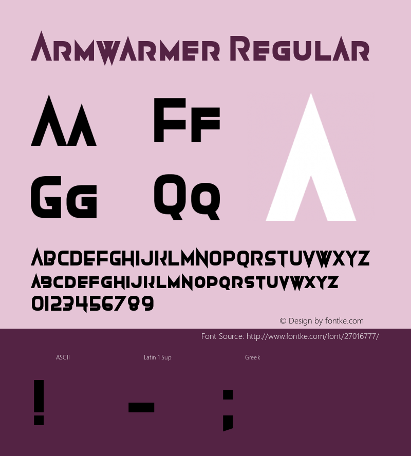 Armwarmer Version 1.00;September 27, 2018;FontCreator 11.5.0.2427 64-bit图片样张