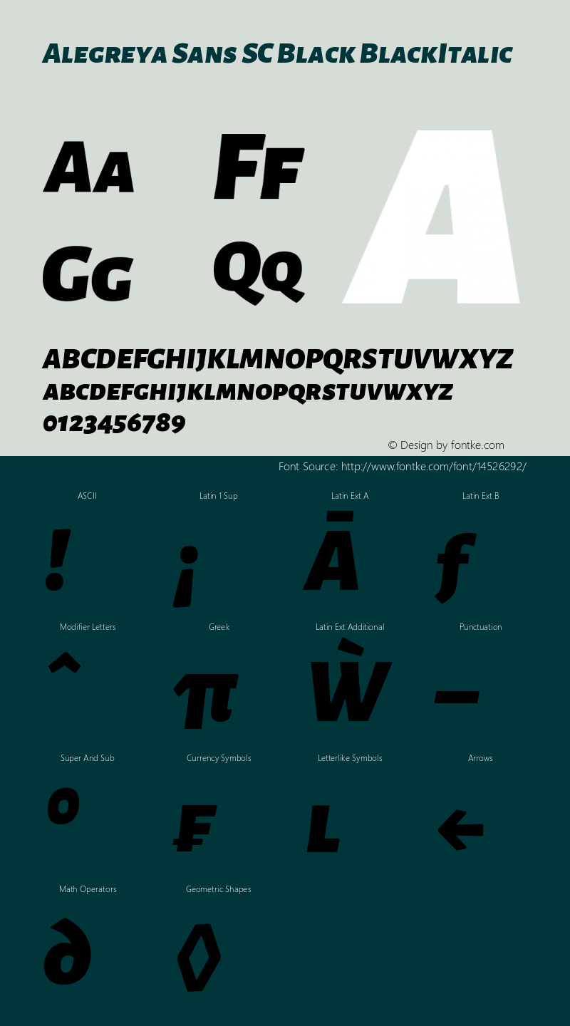 Alegreya Sans SC Black BlackItalic Version 1.000;PS 001.000;hot图片样张