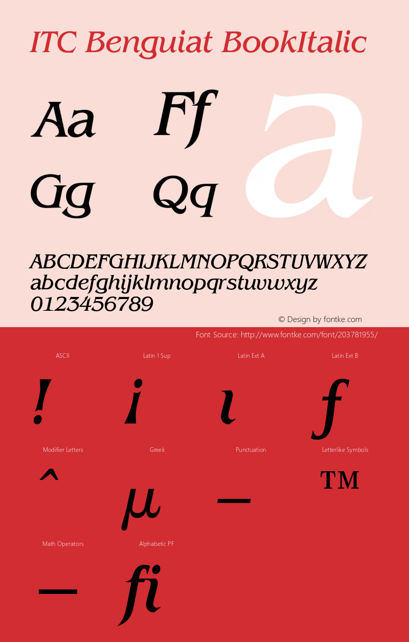 ITC Benguiat Book Italic Version 003.001图片样张