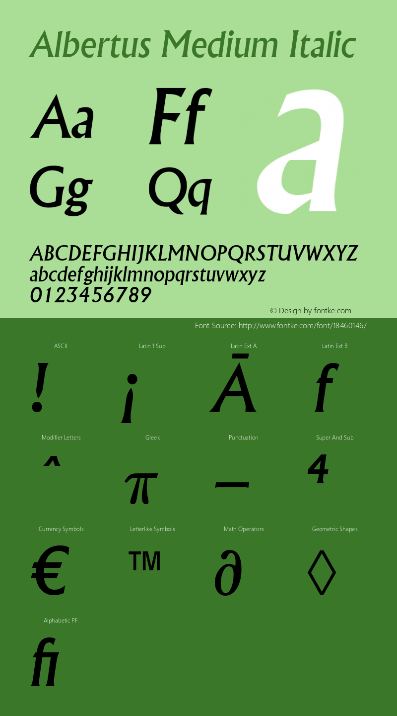 Albertus Medium Italic Version 1.3 (Hewlett-Packard)图片样张