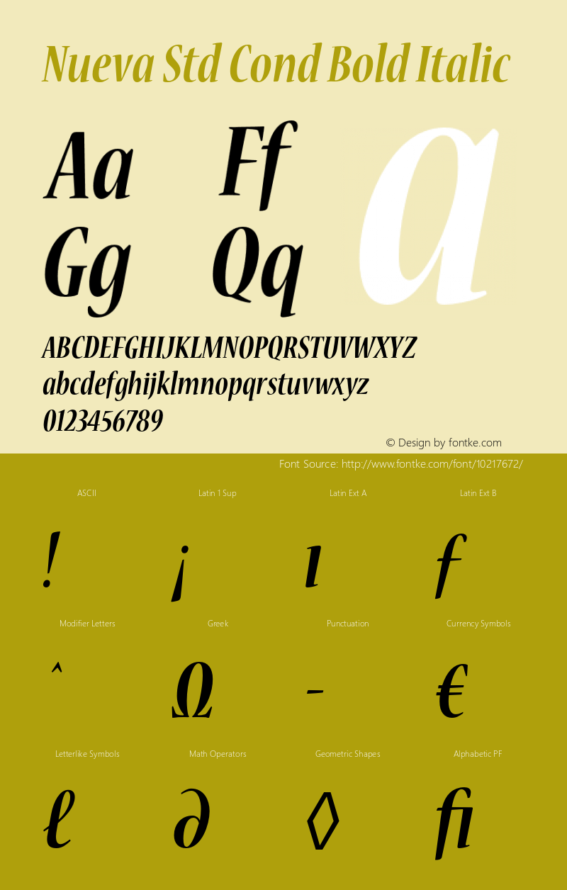 Nueva Std Cond Bold Italic Version 2.036;PS 002.000;hotconv 1.0.50;makeotf.lib2.0.16970图片样张