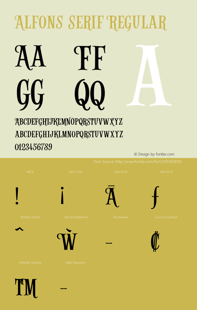 Alfons Serif Regular Version 1.000;PS 001.000;hotconv 1.0.88;makeotf.lib2.5.64775图片样张