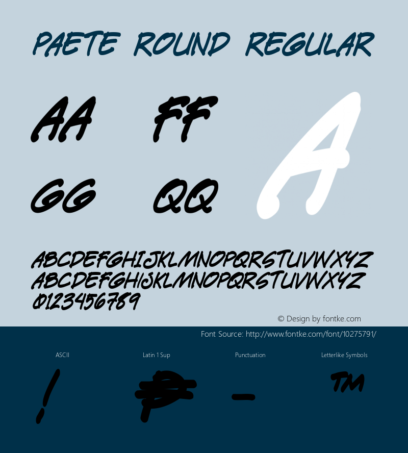 Paete Round Regular Macromedia Fontographer 4.1 10/18/2005图片样张