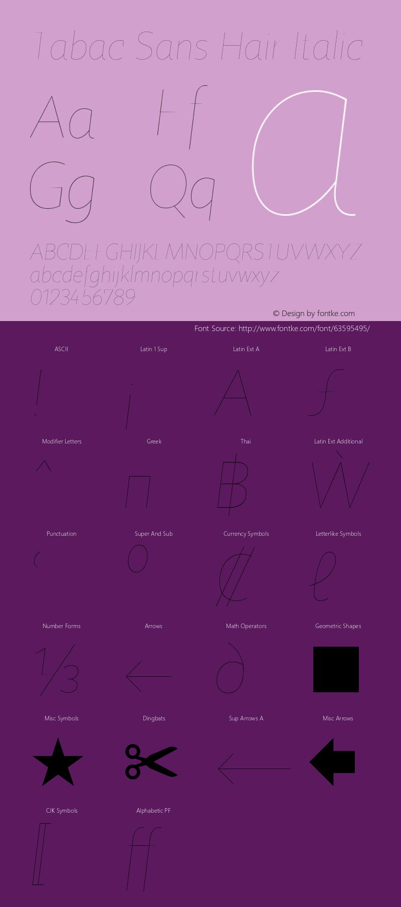 Tabac Sans Hair Italic Version 2.000图片样张