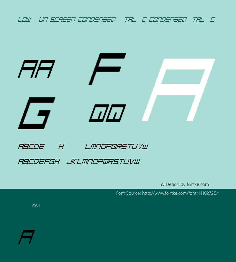 Low Gun Screen Condensed Italic CondensedItalic Version 001.000图片样张