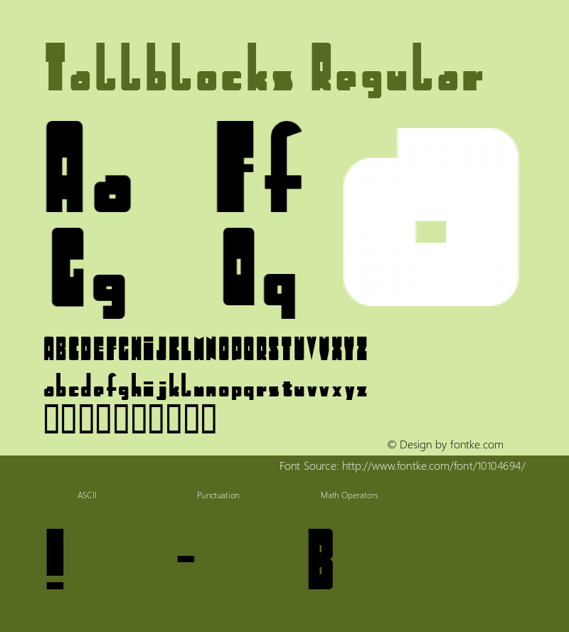 Tallblocks Regular Macromedia Fontographer 4.1 5/16/02图片样张