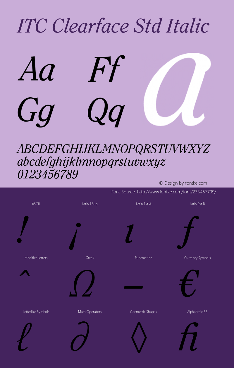 ClearfaceStd-Italic Version 1.000 Build 1000图片样张