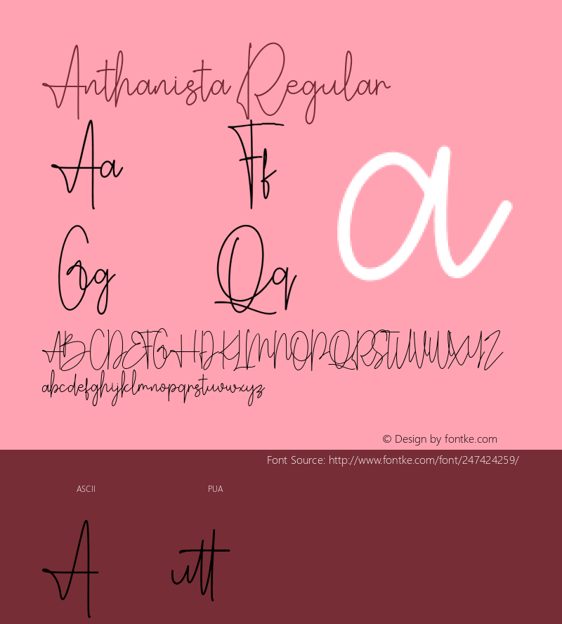 Anthanista Version 1.00;February 12, 2023;FontCreator 13.0.0.2683 64-bit图片样张