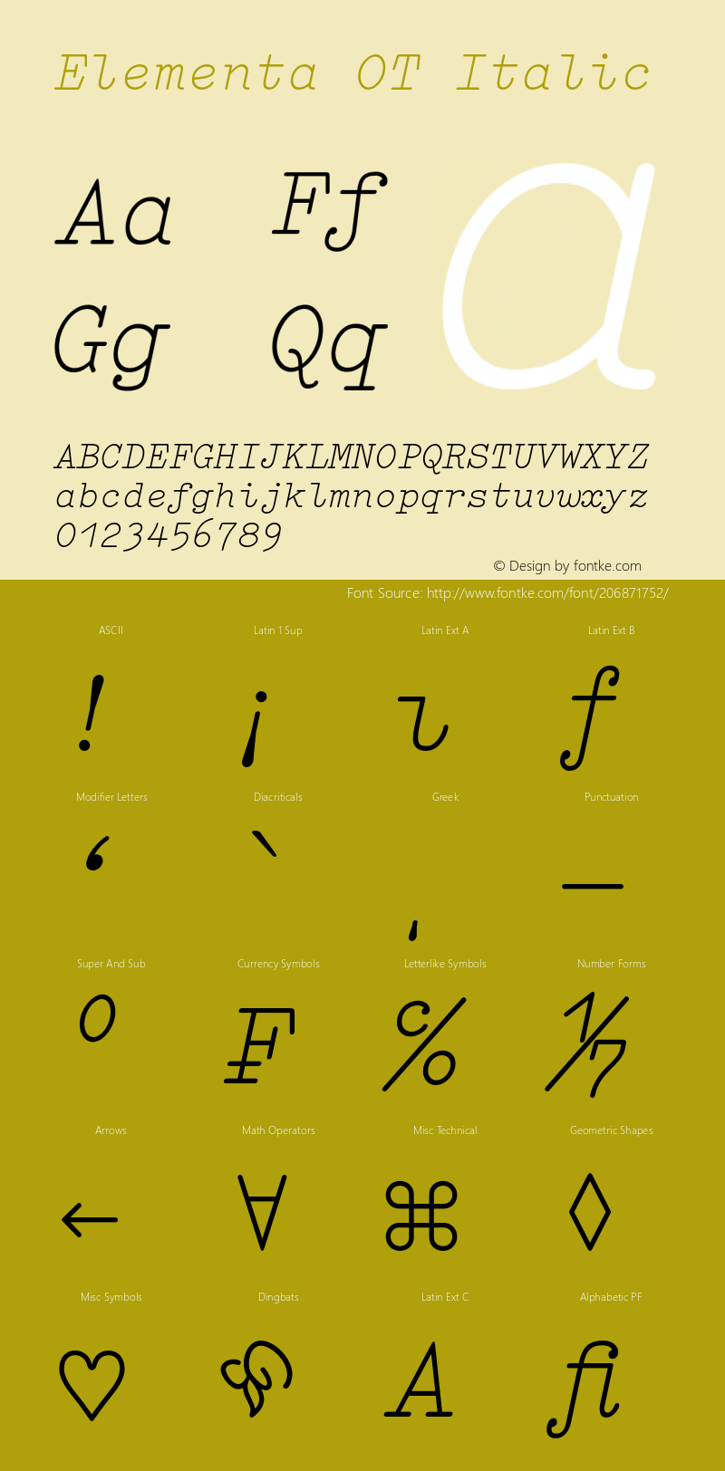 ElementaOT-Italic Version 7.504; 2007; Build 1002图片样张