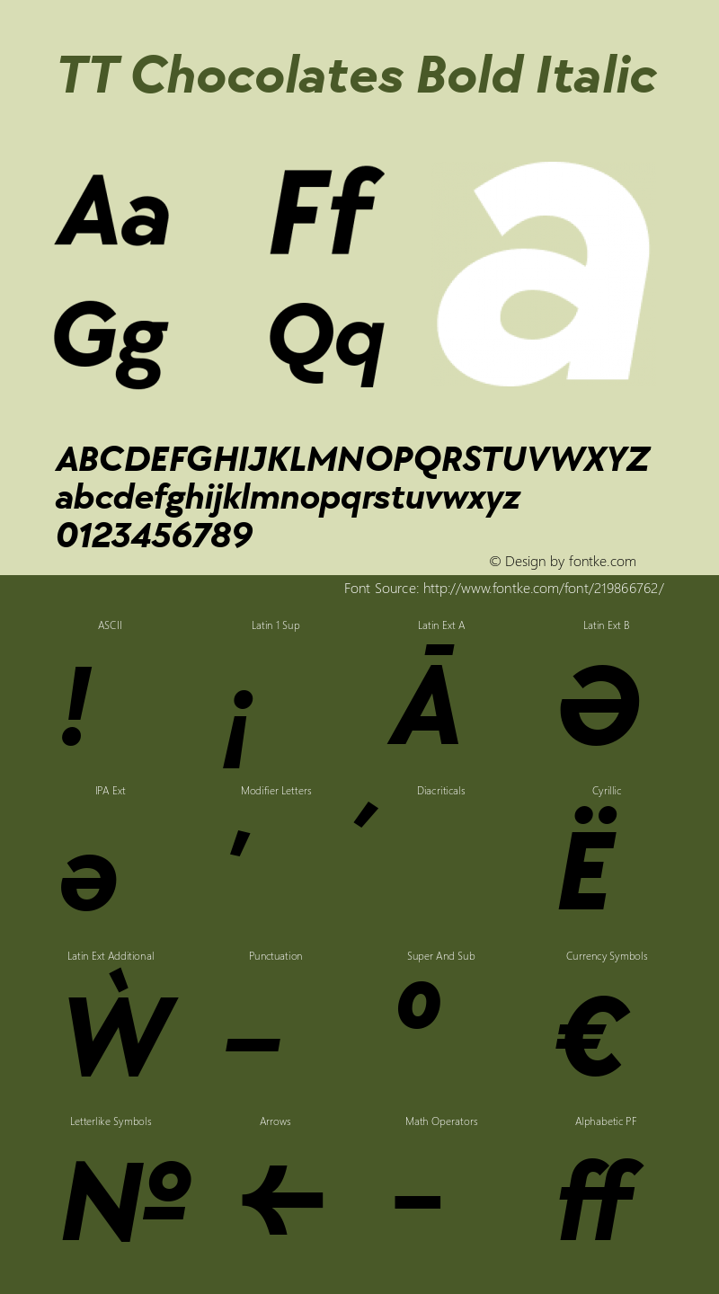 TT Chocolates Bold Italic Version 2.000图片样张