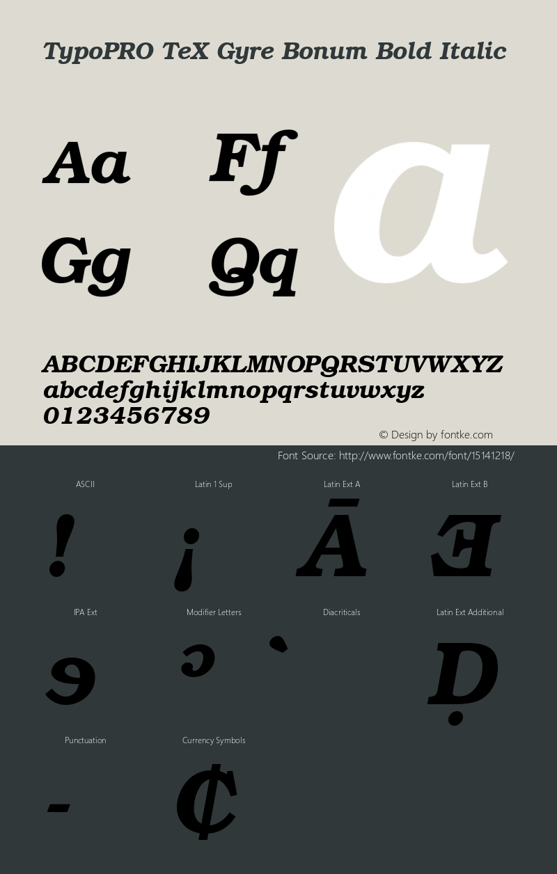 TypoPRO TeX Gyre Bonum Bold Italic Version 2.004;PS 2.004;hotconv 1.0.49;makeotf.lib2.0.14853图片样张