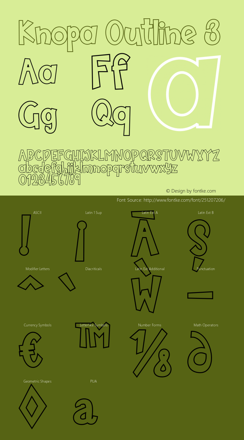 Knopa Outline 3 Version 1.000;PS 001.000;hotconv 1.0.88;makeotf.lib2.5.64775图片样张