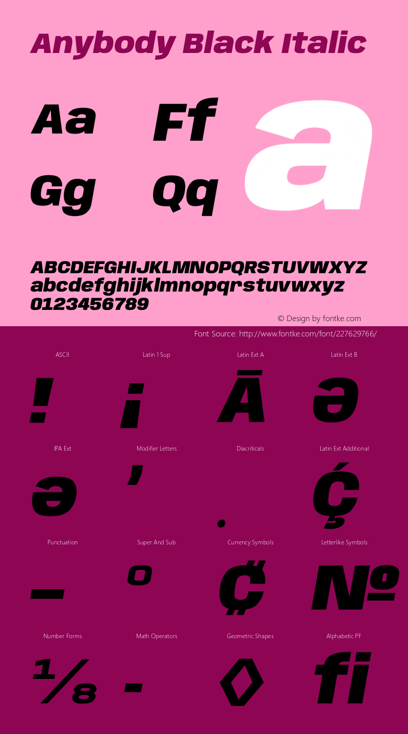 Anybody Black Italic Version 1.111图片样张