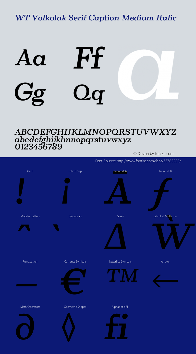 WT Volkolak Serif Caption Medium Italic Version 3.000;PS 003.000;hotconv 1.0.88;makeotf.lib2.5.64775图片样张