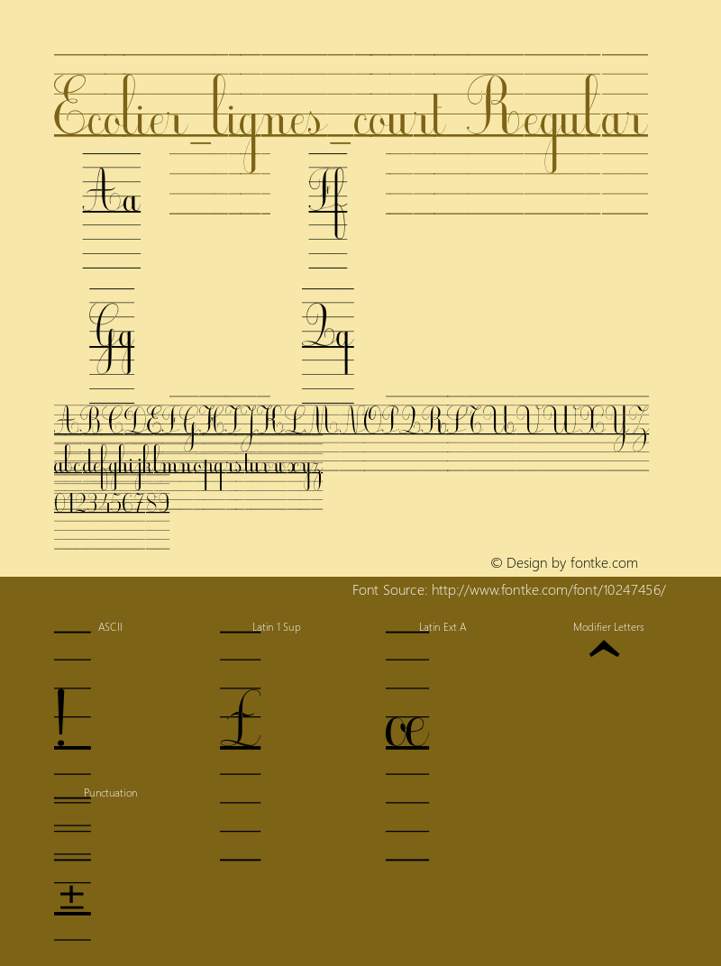 Ecolier_lignes_court Regular Version 1.00图片样张