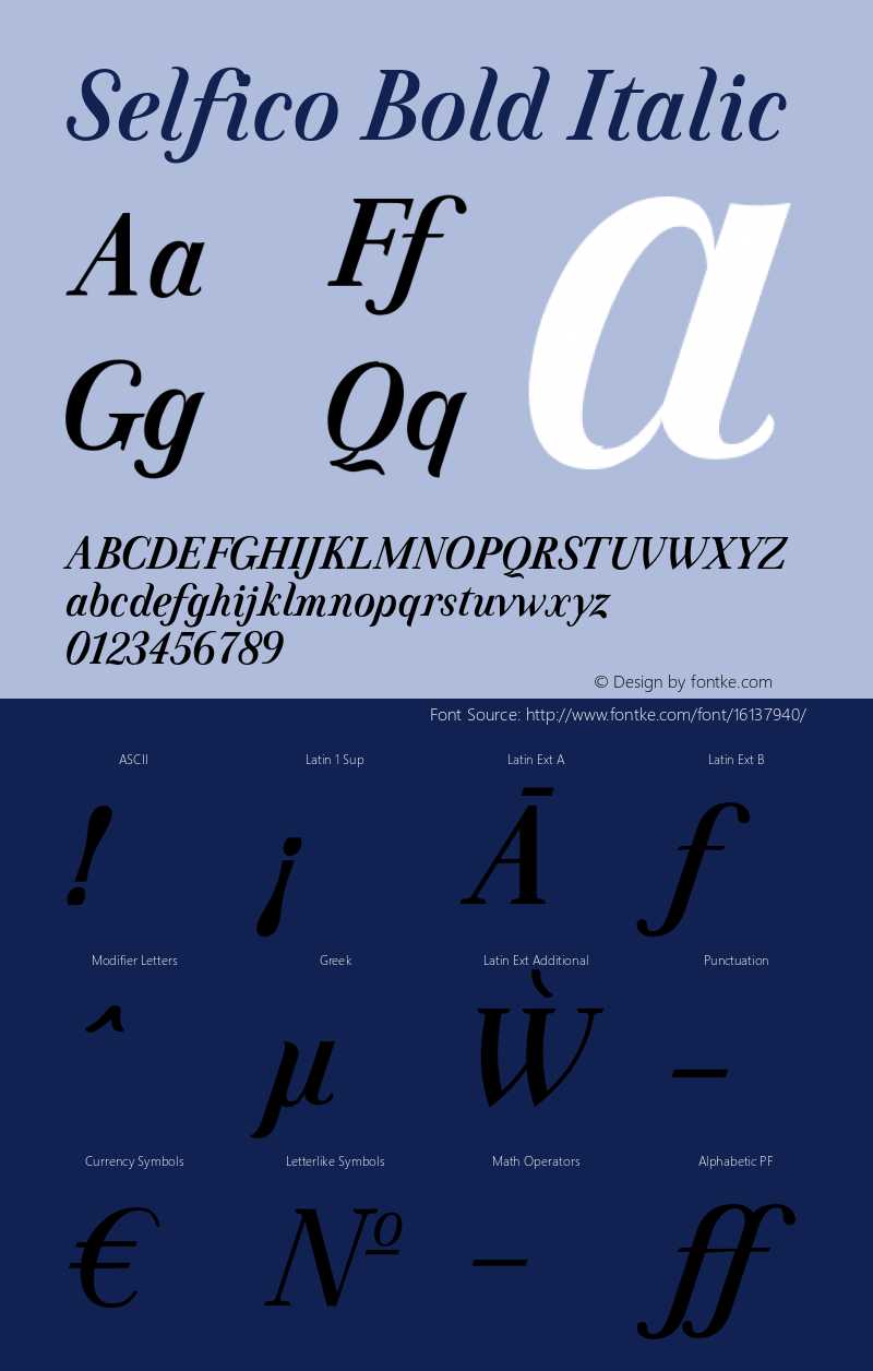 Selfico Bold Italic Version 1.000; initial release图片样张