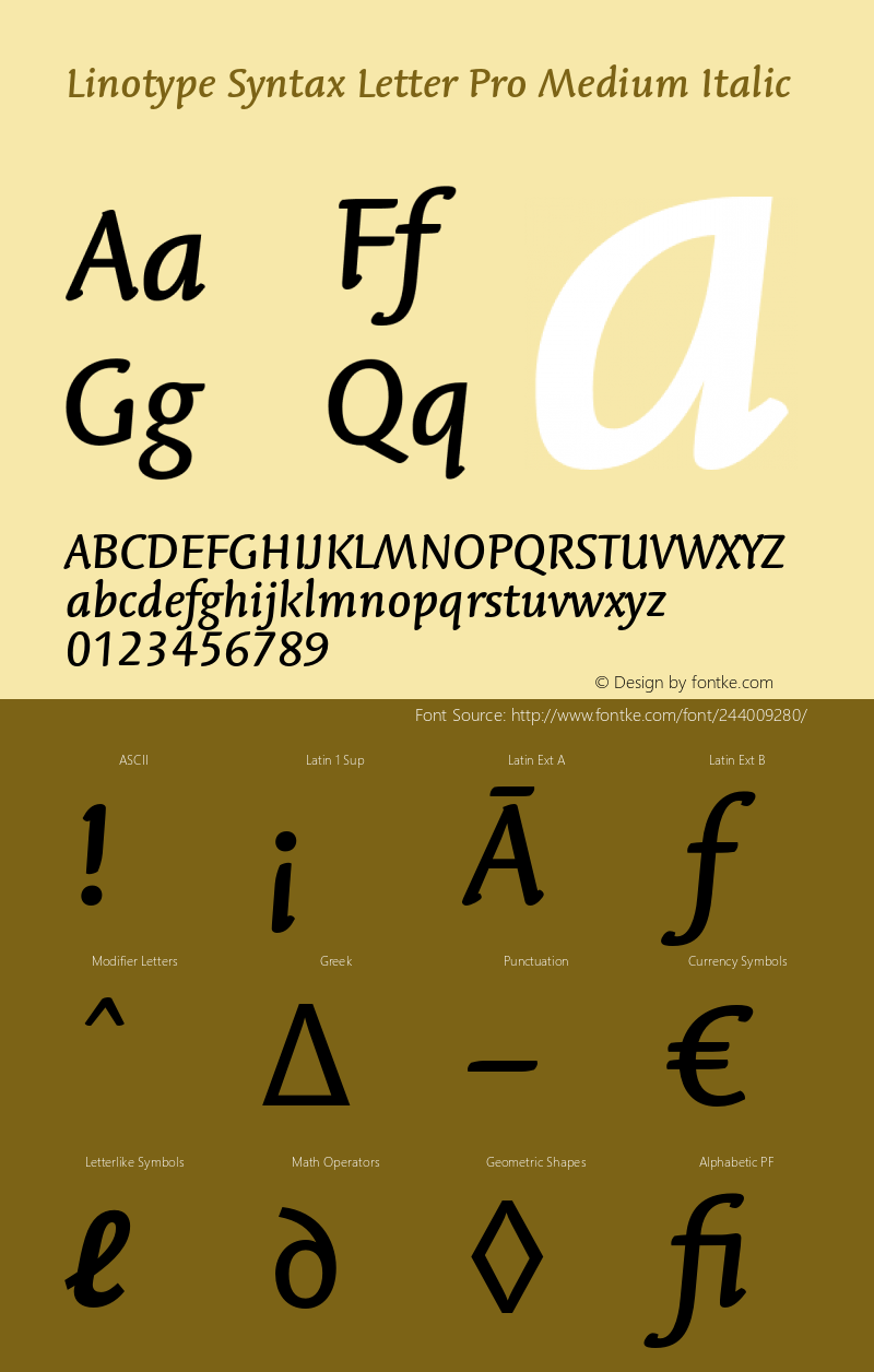 LinotypeSyntaxLttrPro-MdIt Version 1.00图片样张