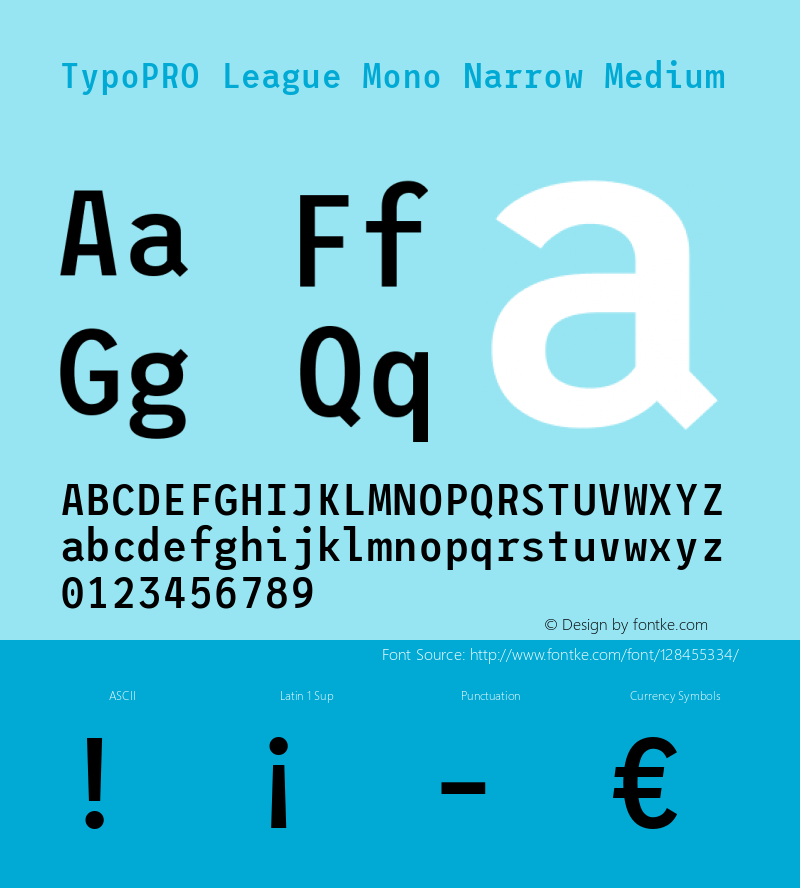 TypoPRO League Mono Narrow Medium Version 2.220;RELEASE图片样张