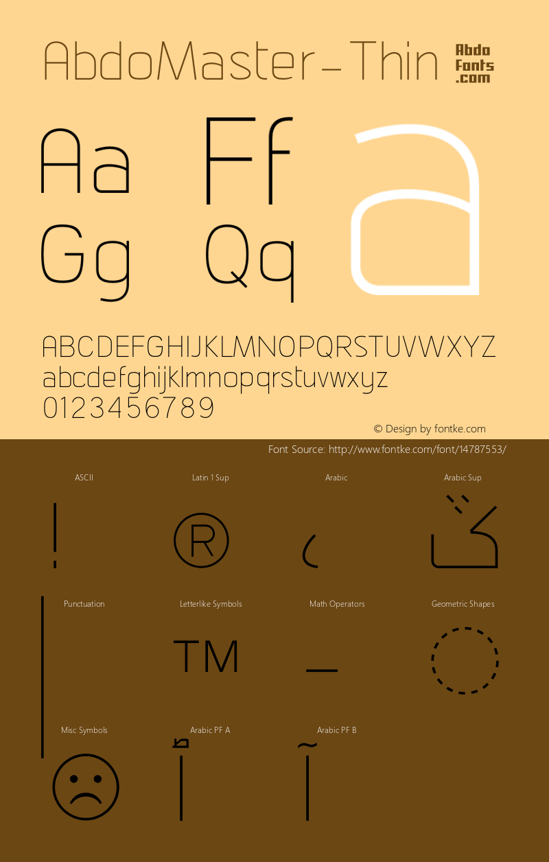 AbdoMaster-Thin ☞ Version 2.009;com.myfonts.easy.abdo-fonts.abdo-master.thin.wfkit2.version.4cWS图片样张