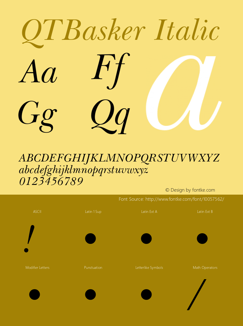 QTBasker Italic QualiType TrueType font  10/5/92图片样张