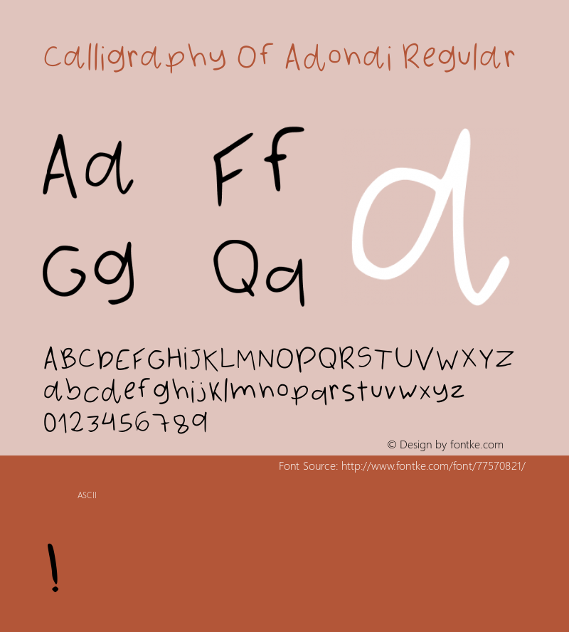 Calligraphy Of Adonai Regular Version 001.001图片样张