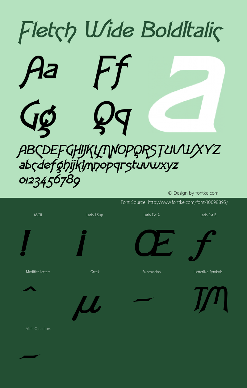 Fletch Wide BoldItalic Altsys Fontographer 4.1 12/30/94图片样张